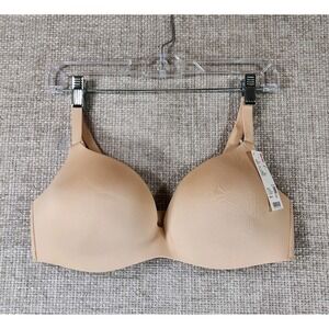 Uniqlo Wireless Bra 3D Hold Seamless Womens 38/40 B C Cup Beige T-shirt NWT